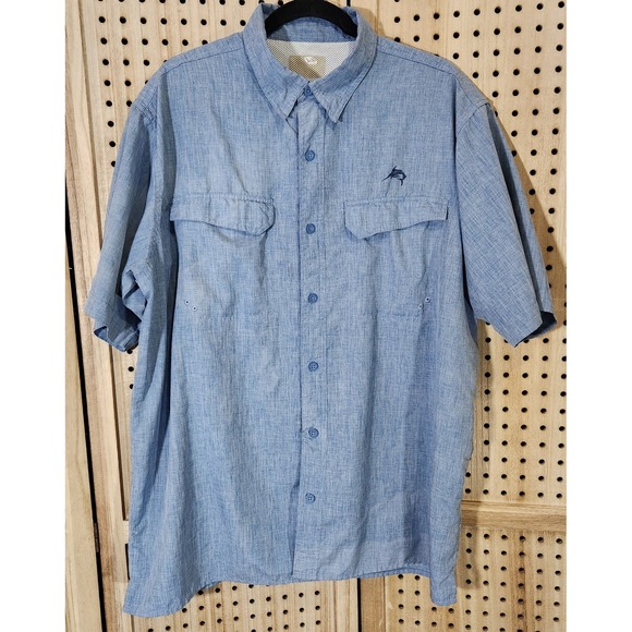World Wide Sportsman Shirt Santos Island Short Sleeve Marina Blue Men's Size L‎ - Picture 2 of 13